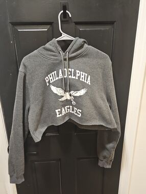 Stone Mountain Accessories Gray Cropped Crewneck Hoodie with White Graphic